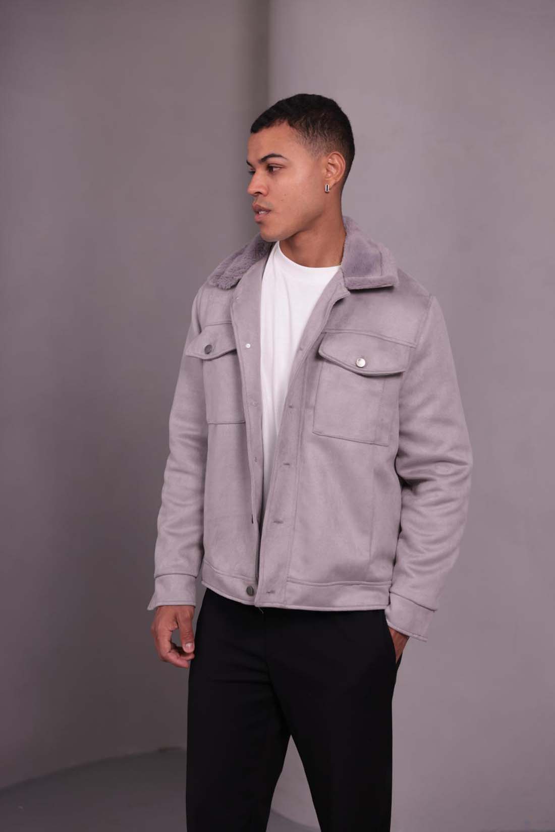 Yanları Cepli Basic Gri Mont