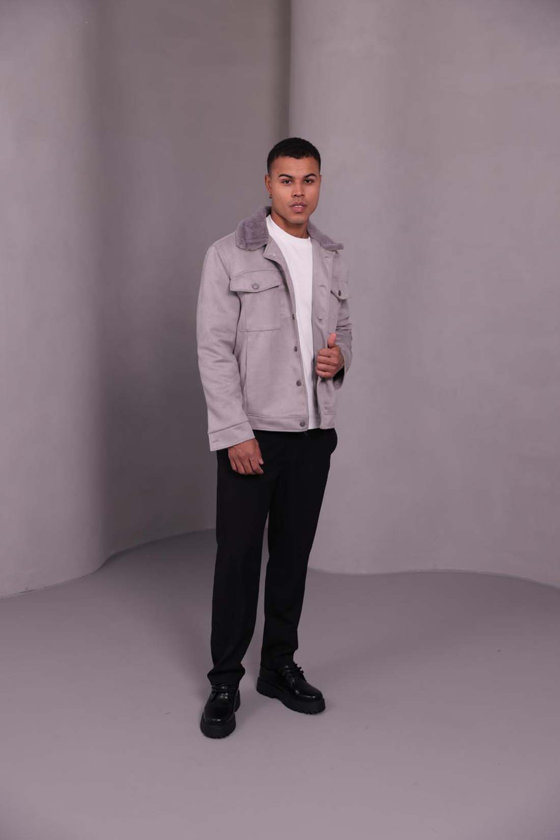 Yanları Cepli Basic Gri Mont