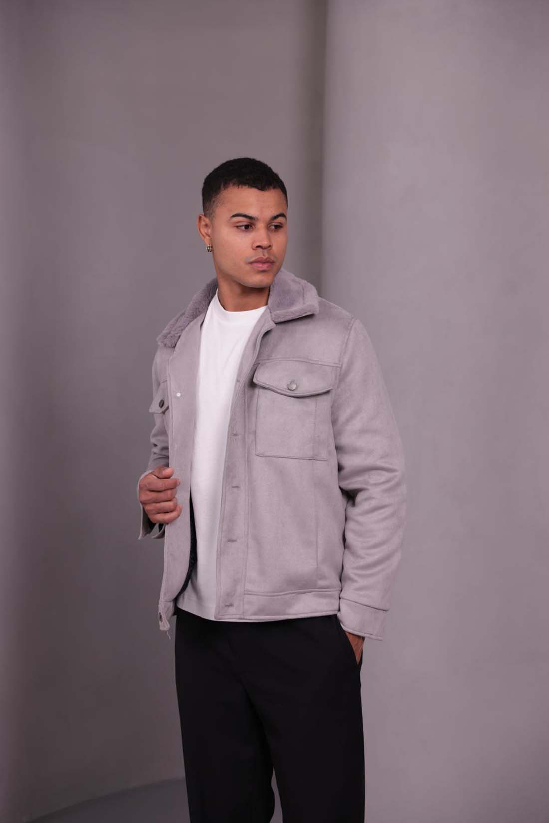 Yanları Cepli Basic Gri Mont