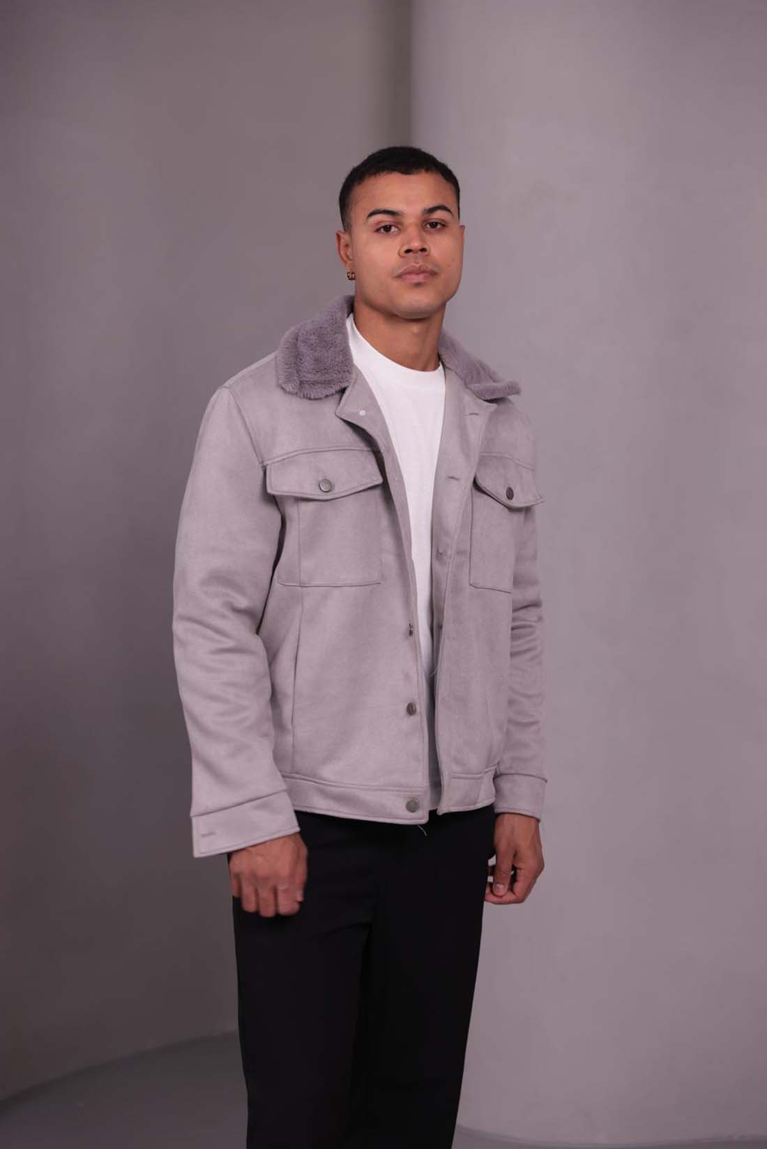 Yanları Cepli Basic Gri Mont